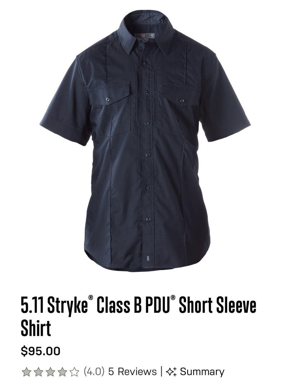5.11 Tactical Short Sleeve Button-Down Shirt - navy size large